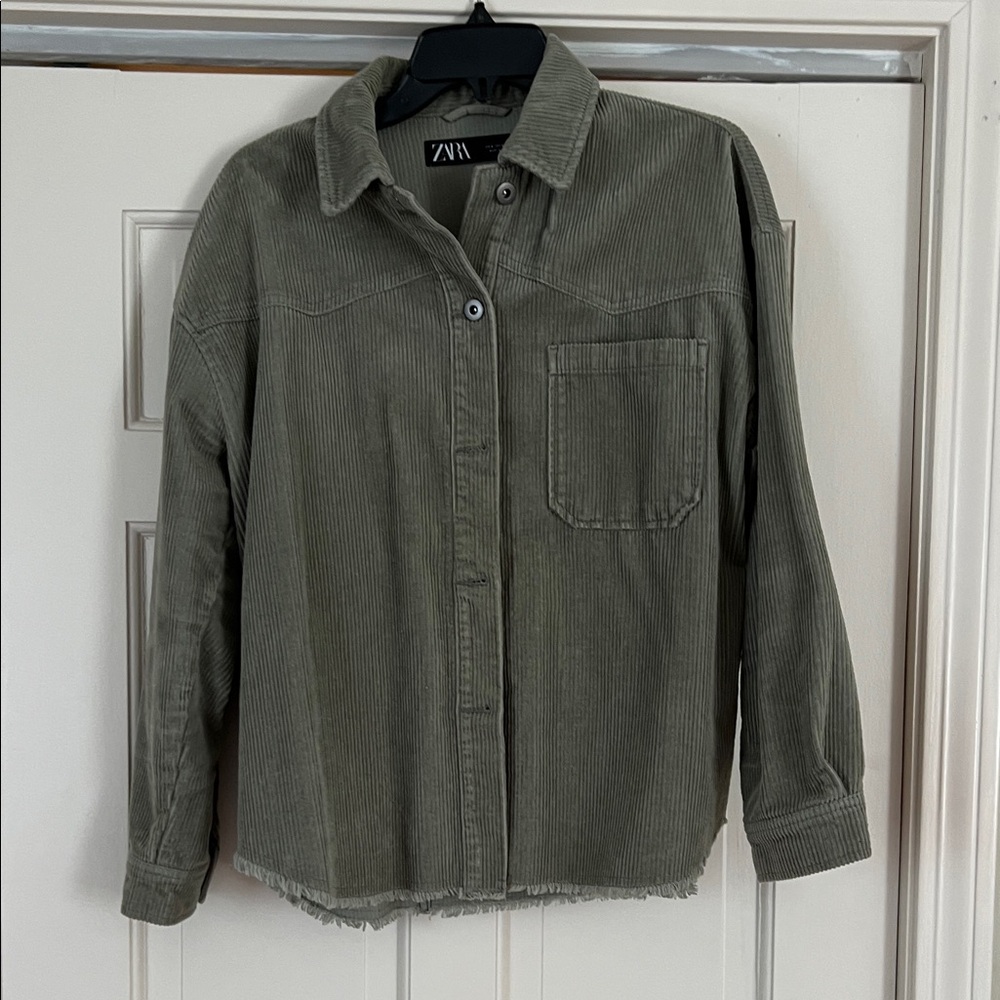 Zara Olive Green Corduroy Shirt